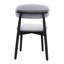 Classic Blue Cotton-Linen Upholstered Dining Side Chair with Black Solid Wood Legs, Set of 4 for Kitchen and Living Room