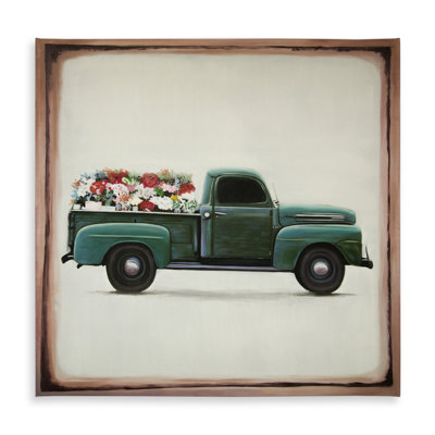 Botanical Green Flowers Farm Truck Tablecloth - Indoor/Outdoor
