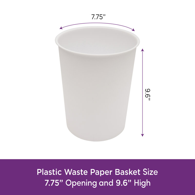 1.5 Gallon Compact Waste Paper Basket, White