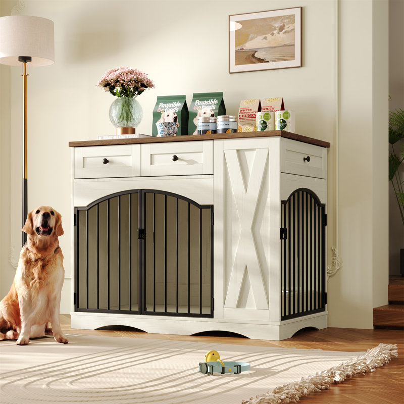 Meuble pour chien 43,3 "Farmhouse, Brun / Beige