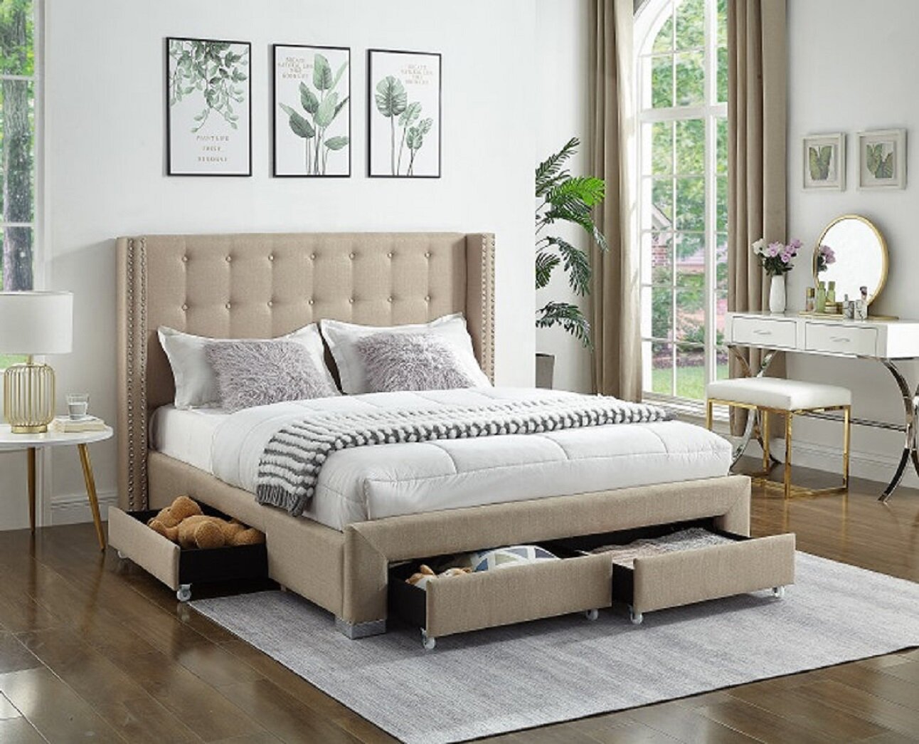 Comfort Design Mats Olaf Beige Bed, King | Wayfair