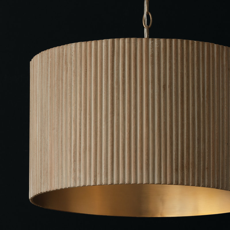 Donovan 3 - Light Gold Drum Pendant, White