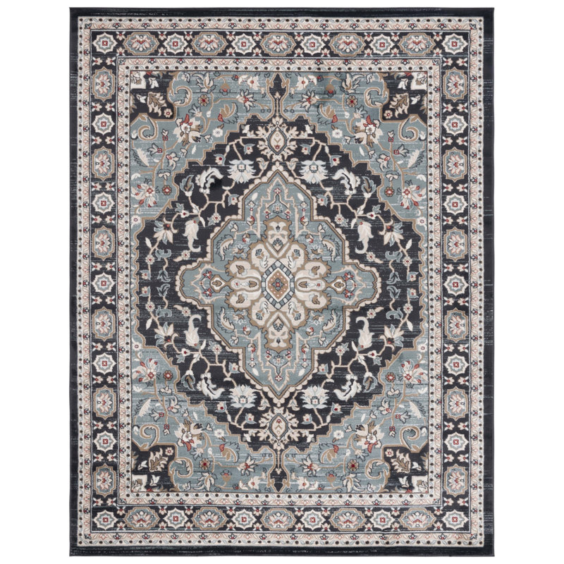Tapis performance oriental Klose, Rectangulaire 8 pi x 10 pi, Teal/Black
