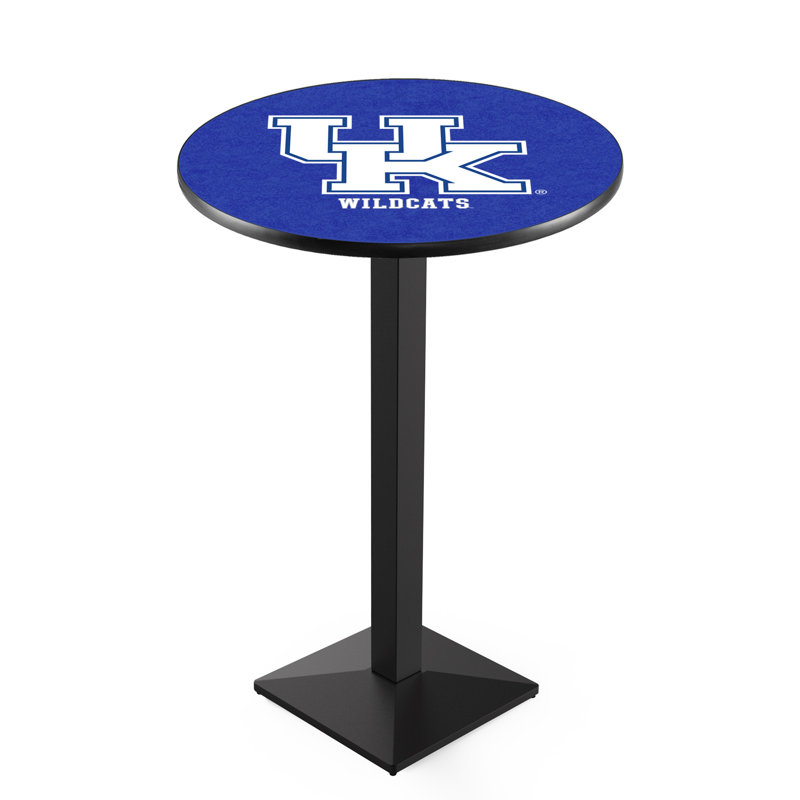 Round Metal Base Dining Table, Black Wrinkle, University of Kentucky - UK Logo