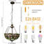 Lustre bol en verre coloré 3 lumières 15,7 "avec finition bronze antique