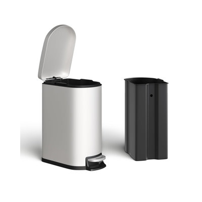 Ensemble de poubelles en acier inoxydable avec couvercle à fermeture en douceur, seau intérieur amovible pour la cuisine, la salle de bain et le bureau, poubelle rectangulaire