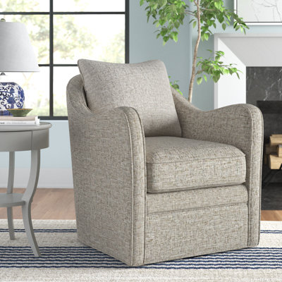 Melby Upholstered 360°Swivel Armchair with Curved Slope Arms & Removable Cushion, Gray