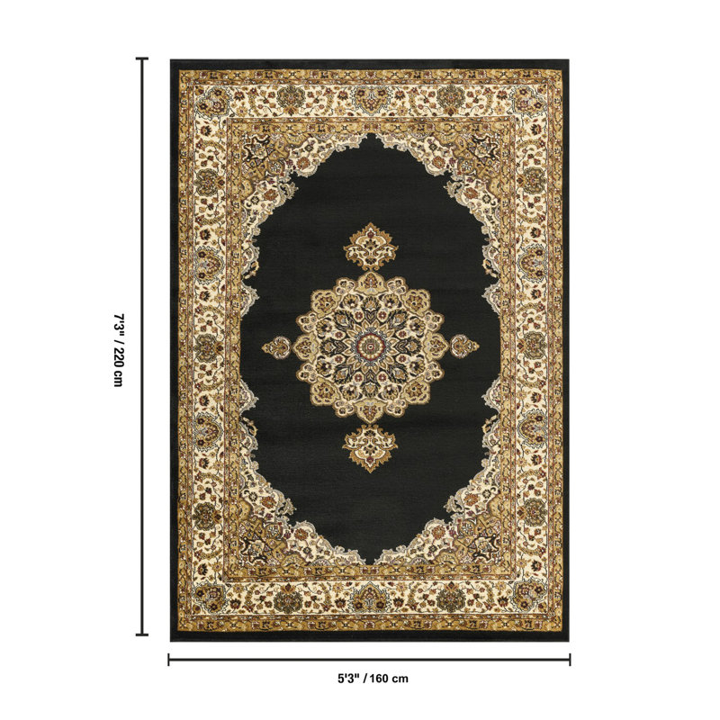 Classic Area Rug, Rectangle 5'3" x 7'3", Black