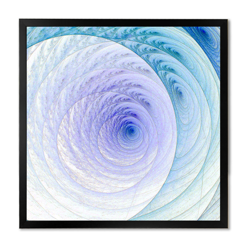 Fractale bleue et mauve - impression sur toile encadrée, Cadre noir, H 16 po x l 16 po x P 1 po