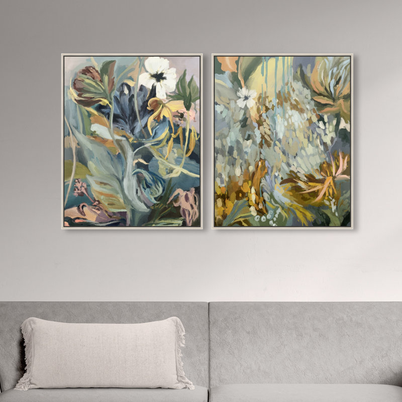 Moss Overlap Set Set by Oliver Gal, 50"H x 42"W, Silver Floater Frame