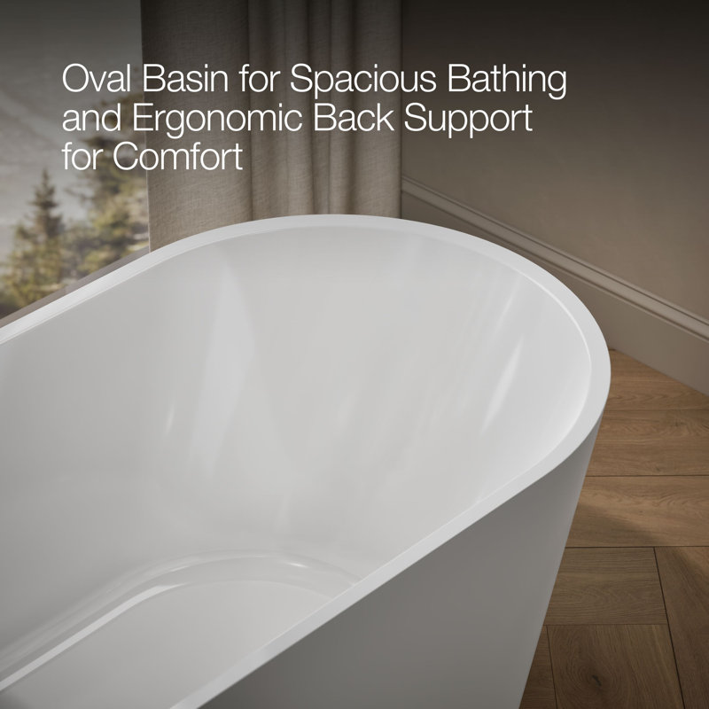 Evok 66 In. X 30 In. Freestanding Bath With Center Toe-Tap Drain