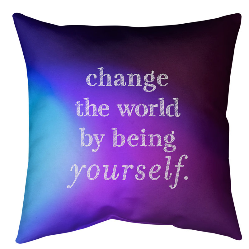 Coussin de plancher change the World, 40 po x 40 po, Bleu / Mauve