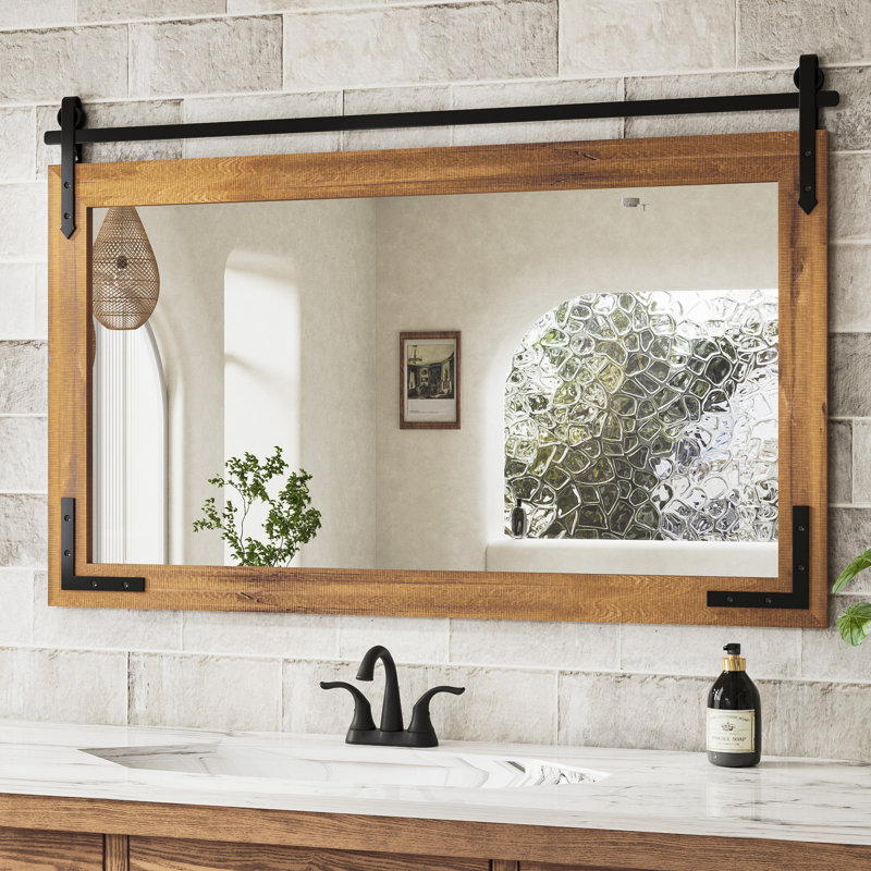 Miroir décoratif Brunilda Rustic Farmhouse, 26 po x 40 po, Brun