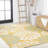 Zinnia Modern Floral Textured Weave Yellow/Cream Indoor/Outdoor Rug-1654883124