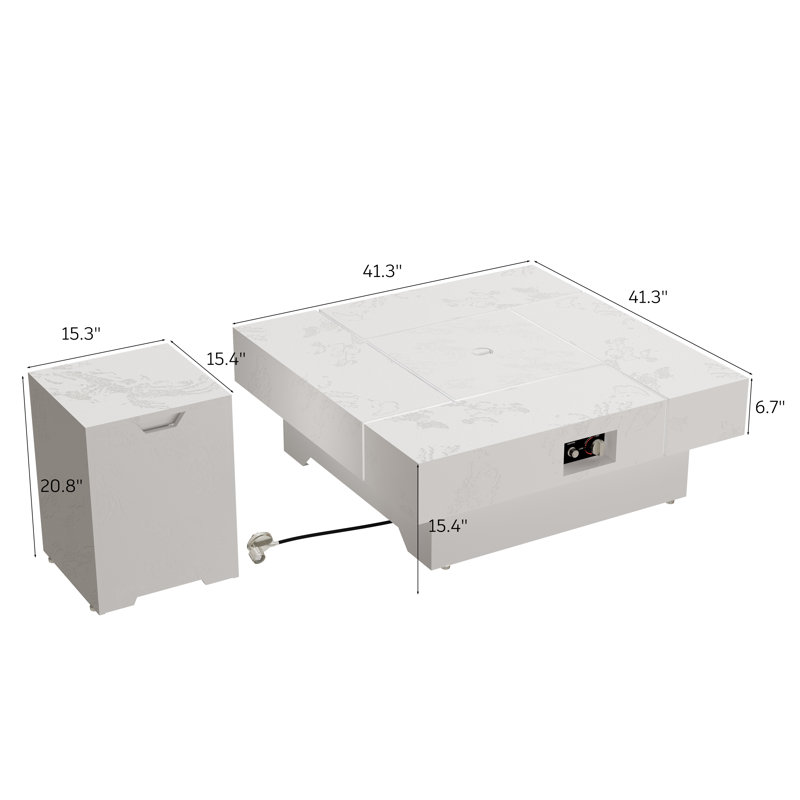 Table de feu extérieure de 50 000 BTU avec couvercle de réservoir et pierres de lave