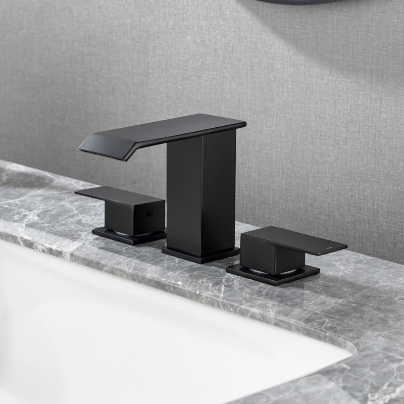2-handle Bathroom Faucet with Drain Assembly, Matte Black