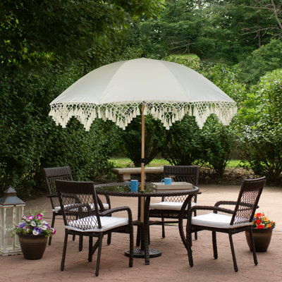 Parasol de marché d'extérieur avec inclinaison Boho Beach - 6,5 pi - Crème