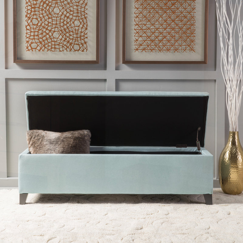 Banc de rangement rembourré, Bleu pâle uni