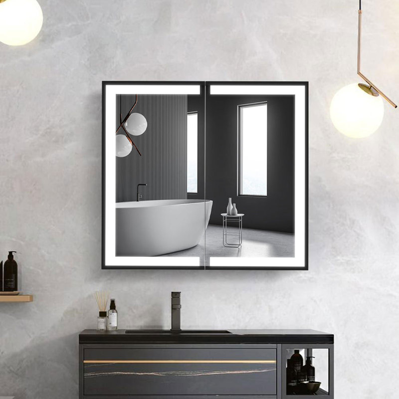 Kitterman 650mm W 600mm H Surface Framed Medicine Cabinet Mirror 3 Adjustable