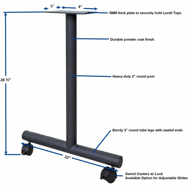 Base de table de formation, Noir, noir, noir, noir, H 28,50 po x l 5 po x P 22 po