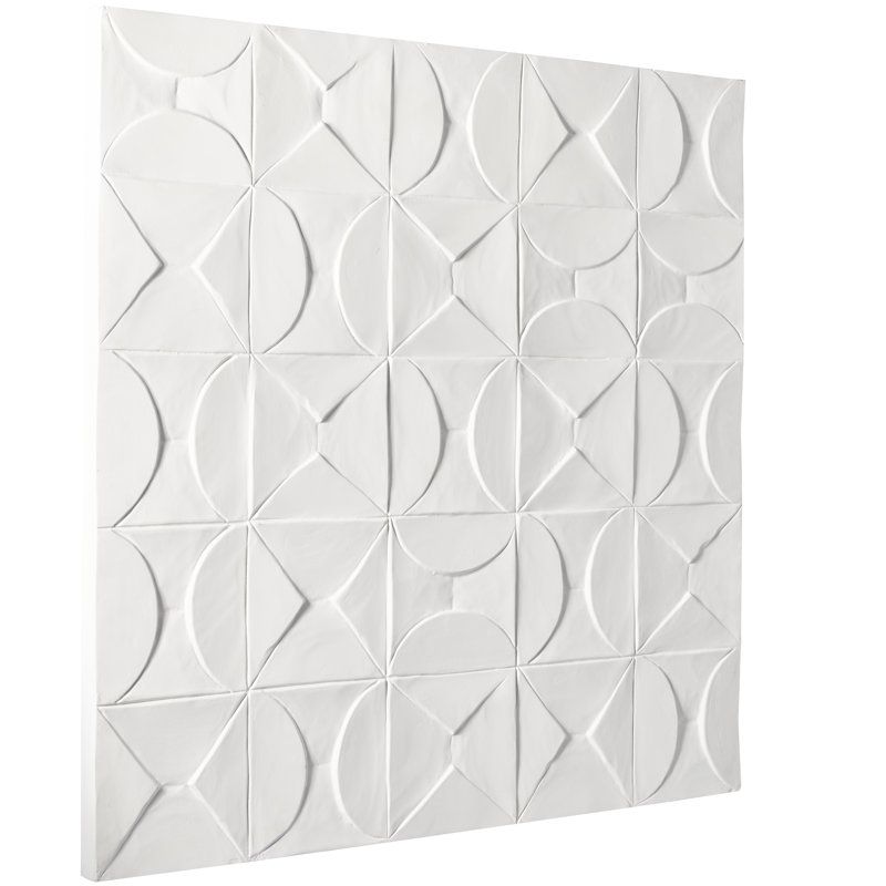 White Geometric Wood Square Wall Art Decor