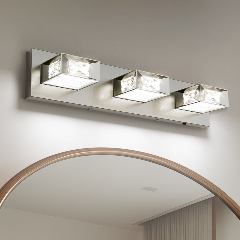Dimmable Bathroom Vanity Light with 5-CCT Adjustable Switch, 3 Lights, Brushed Nickel