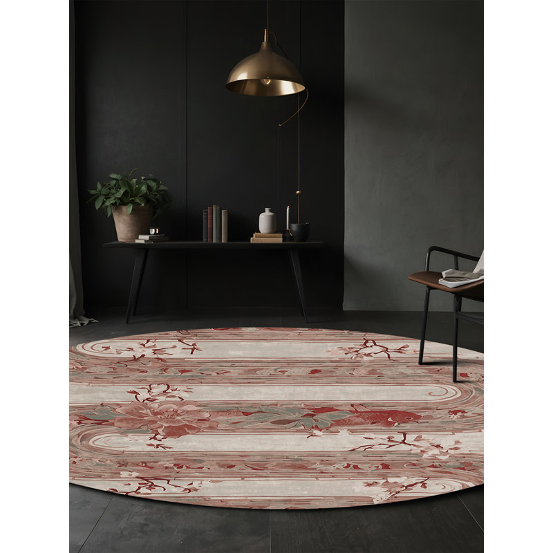 Tapis brun lavable à la machine, Rond 4 pi