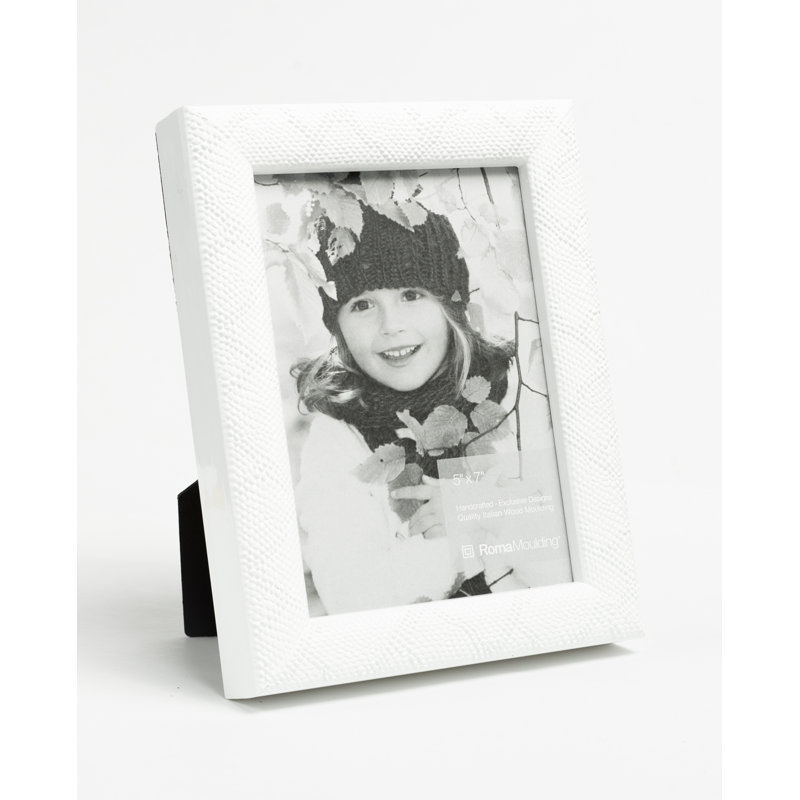 Cadre pour photo simple en bois embossé, 4" x 6", Blanc