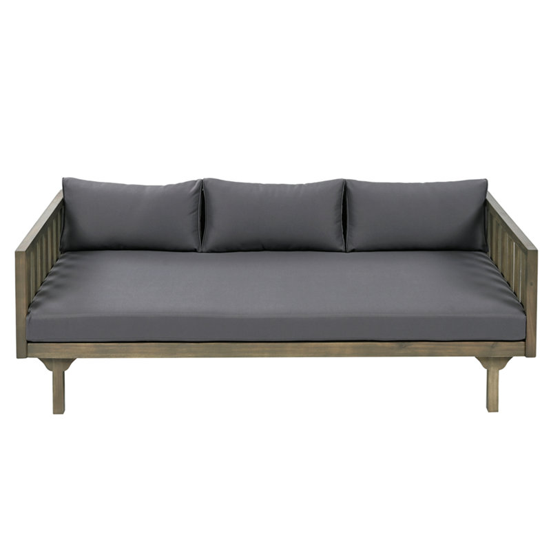 Claremont 3 Seater Daybed (Grey Wood+Grey Cushion), Gray