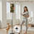  68.5" Standing Floor Lamp Vintage Dark Floral Orange Cream Roses Green Dimmable Metal Pole Lamp with Linen Lampshade LED Bulb Included