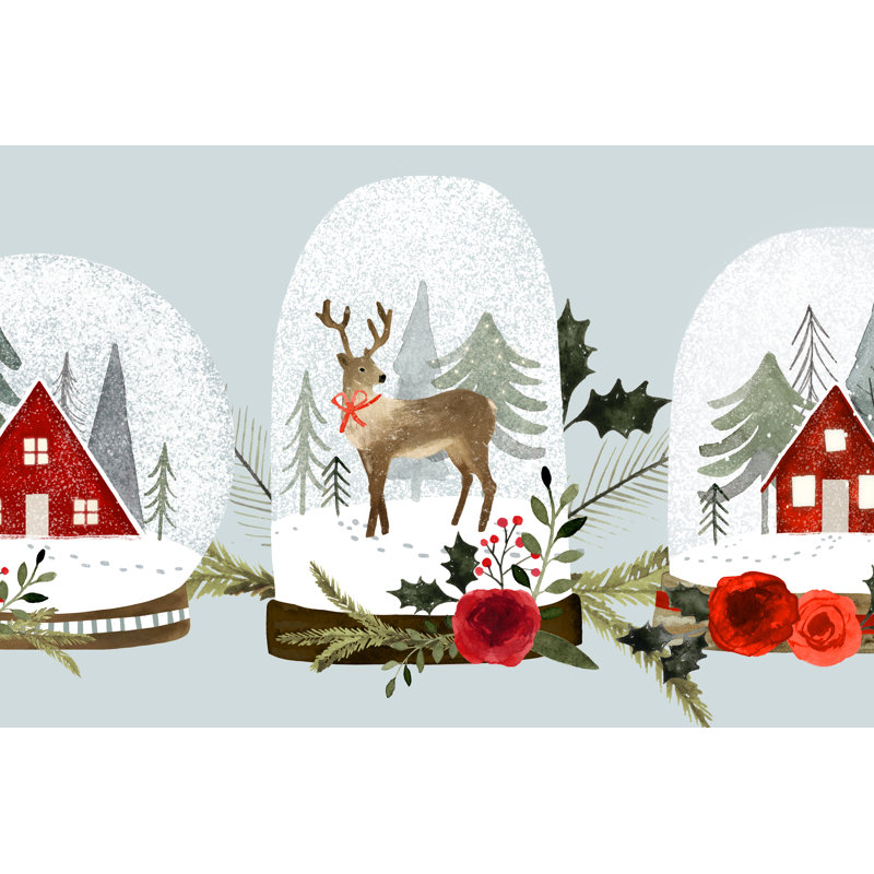 Snow Globe Village Collection D by Victoria Barnes - Graphic Art Print, 20cm H x 30cm W, Wrapped Canvas