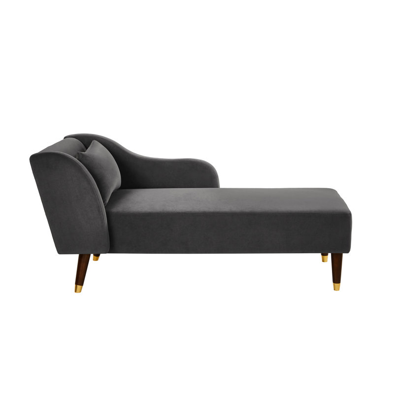 Elegant Orange Velvet Chair With Removable Seat Cushion Chaise Serpentine Springs - Stable, Grey