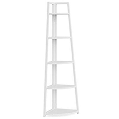 70.07" Tall Corner Shelf, 5 Tier Rustic White Corner Bookshelf Bookcase Industrial Corner Ladder Shelf Plant Stand for Living Room, Kitchen, Home Office