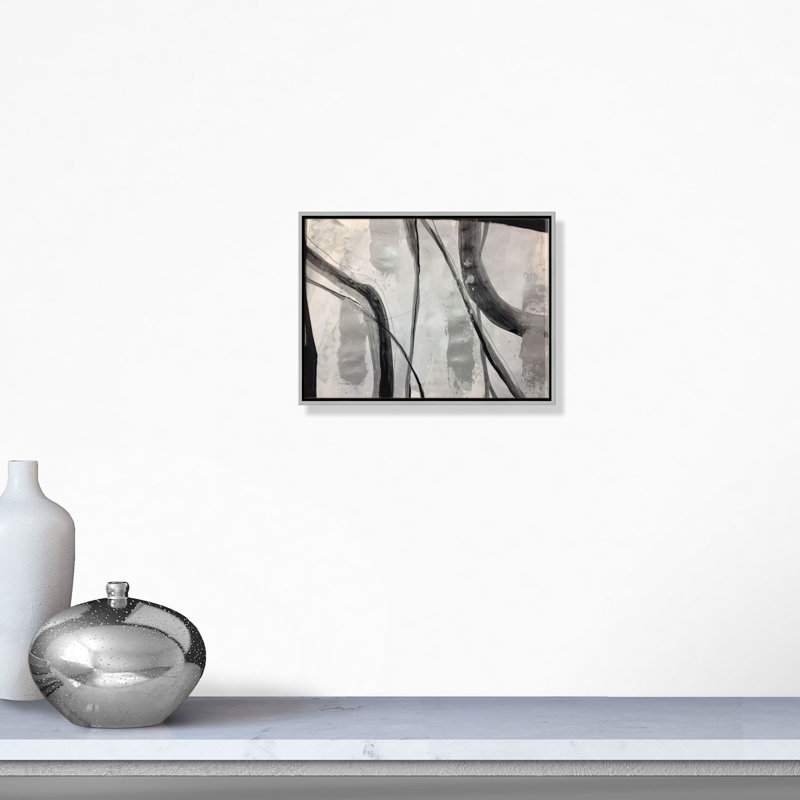 Platine abstraite - cadre flottant, reproduction d'art sur toile, H 12 po x l 16 po x P 2 po, Cadre argenté