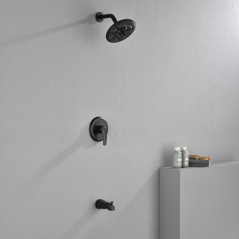 Robinet de baignoire et douche avec valve brute, Noir
