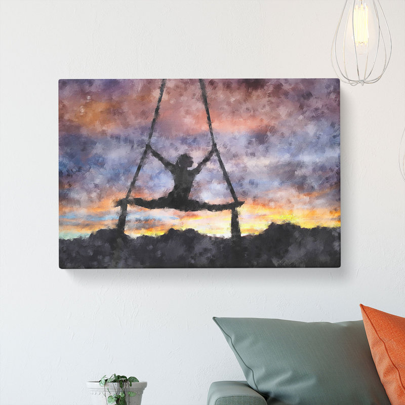 Aerialist Gymnastics At Sunset Painting - Wrapped Canvas, 35cm H x 50cm W x 3cm D