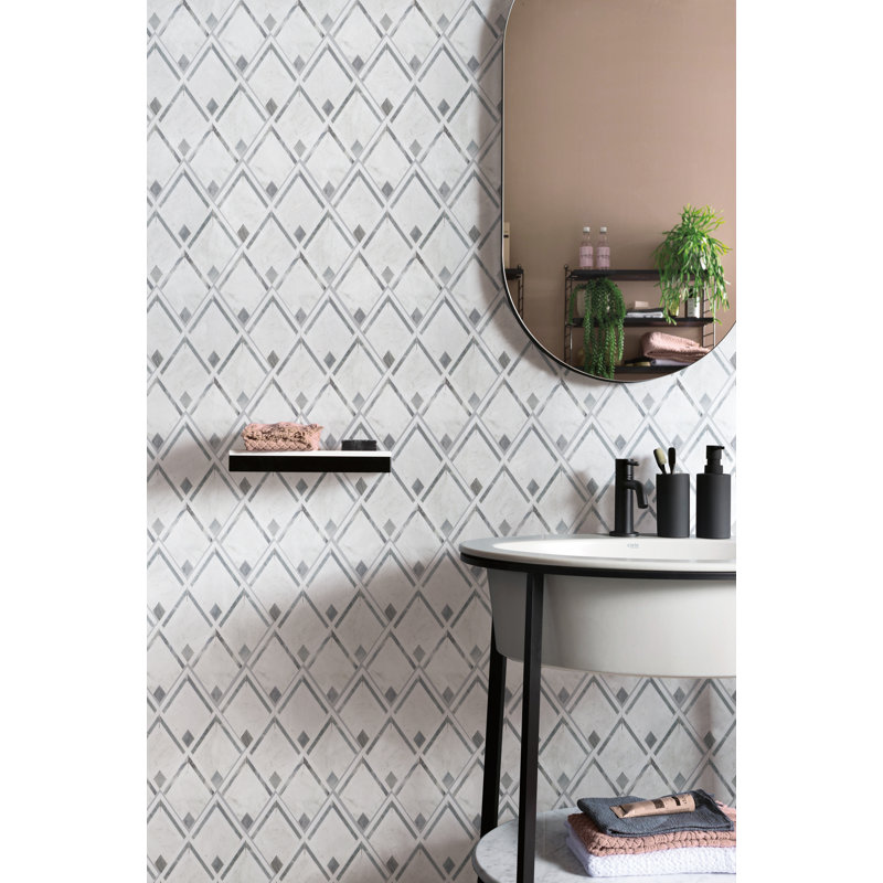 Marble Diamond Mosaic Wall & Floor Tile, Thassos White