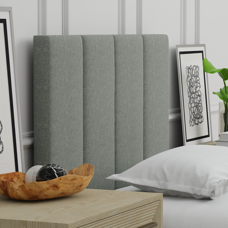 Avag Upholstered Panel Headboard, Twin, Light Gray