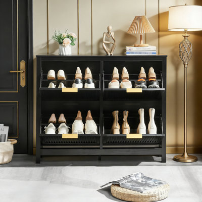 Narrow 4-Drawer Flip-Top Shoe Cabinet For Entryway