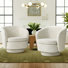 Set Of 2 Modern Bouclé Swivel Barrel Chairs