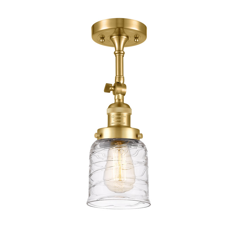 Applique murale 1 lumière 8 po Bell, Or satiné, Ampoule non incluse, Tourbillon déco transparent