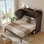 Multifonctionnel grand lit escamotable avec station de charge USB, lit escamotable avec tiroirs