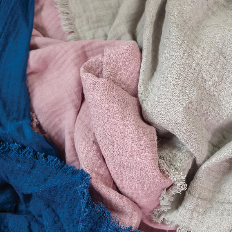 Pearl Feather Gauze Woven Throw Blanket, Rosewood