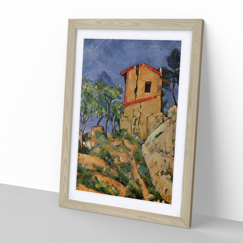 The House with Cracked Walls by Paul Cezanne - Picture Frame Painting, 65cm H x 48cm W x 2cm D, Oak