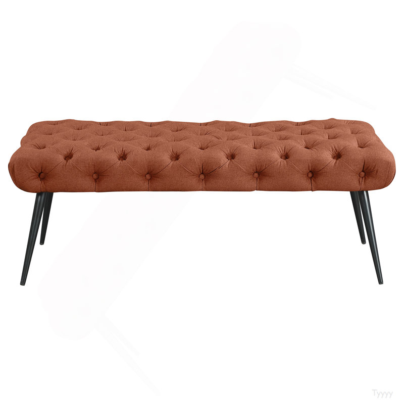 Galiano Rust Upholstered Tufted Bench, Black, Rust