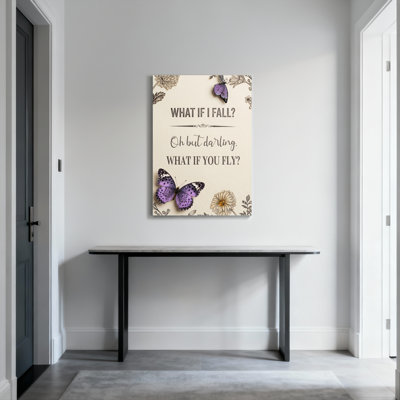 Papillon et motif floral, citation inspirante, reproduction d'art sur toile tendue sur toile, ensemble de 1