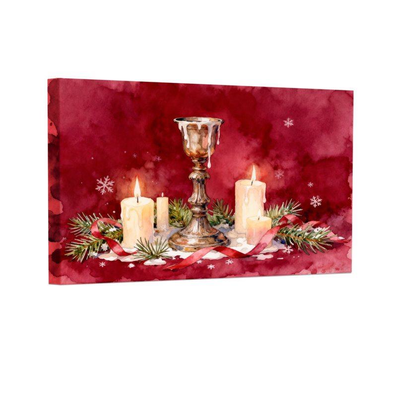 Bougie de Noël de Noël et ensemble de 3 décorations sur toile Evergreen, H 20 po x l 30 po