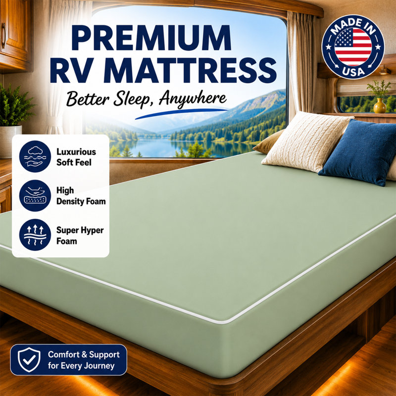 Shippingport High-Density Foam Vinyl RV Mattress Replacement, Good for Trailers, Camper Vans, 72" x 36", 4"