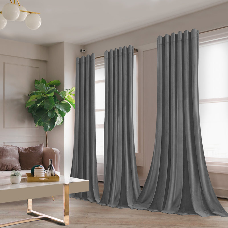 Velvet Blackout Curtain Pair, 52" W x 84" L, Gray