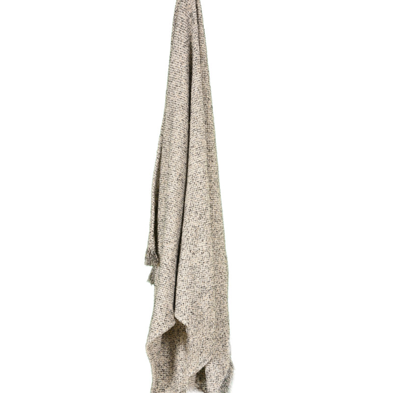 100% Polyester Throw, Ivory/Gray